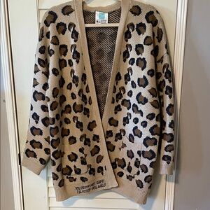 Stylish Leopard Print Cardigan - Tan and Black